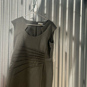 Calvin Klein Womens Dress Size 16 Gray Ruched Evening Cocktail Party Event